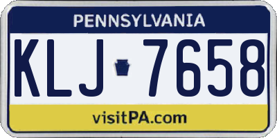 PA license plate KLJ7658