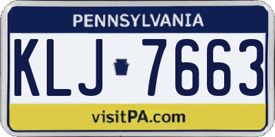PA license plate KLJ7663