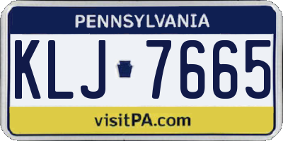 PA license plate KLJ7665