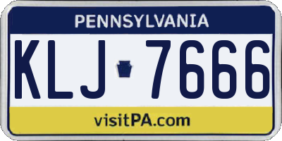 PA license plate KLJ7666