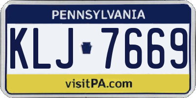 PA license plate KLJ7669