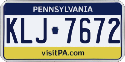 PA license plate KLJ7672