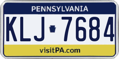 PA license plate KLJ7684