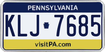 PA license plate KLJ7685