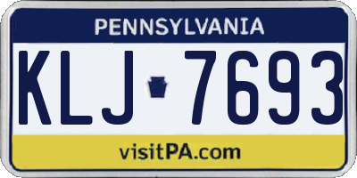 PA license plate KLJ7693
