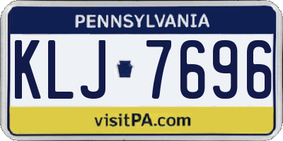 PA license plate KLJ7696