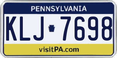 PA license plate KLJ7698