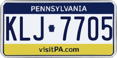 PA license plate KLJ7705