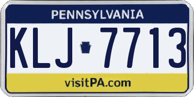PA license plate KLJ7713