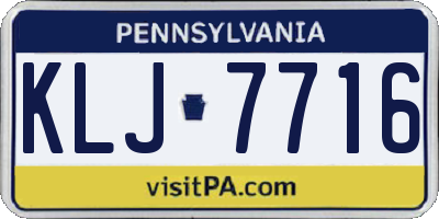 PA license plate KLJ7716