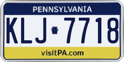 PA license plate KLJ7718