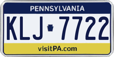 PA license plate KLJ7722