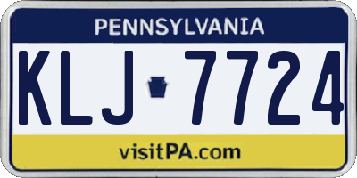 PA license plate KLJ7724
