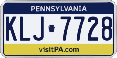 PA license plate KLJ7728