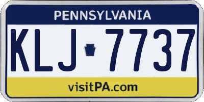PA license plate KLJ7737