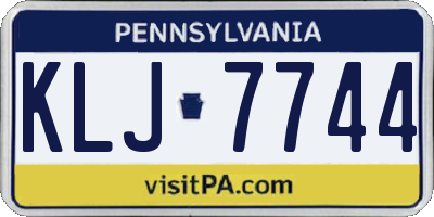 PA license plate KLJ7744