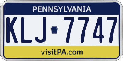 PA license plate KLJ7747