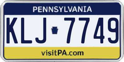 PA license plate KLJ7749