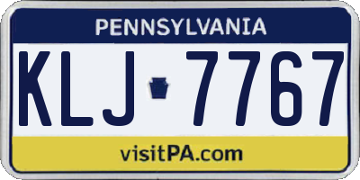 PA license plate KLJ7767