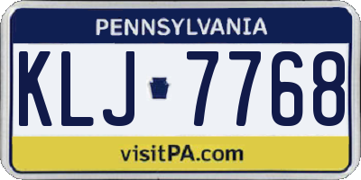PA license plate KLJ7768