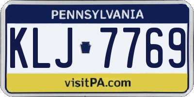 PA license plate KLJ7769