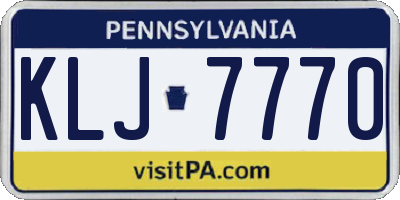 PA license plate KLJ7770