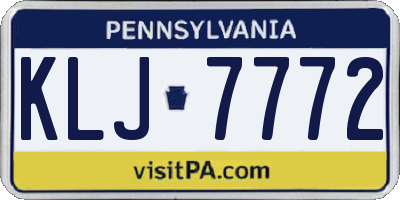 PA license plate KLJ7772