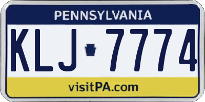 PA license plate KLJ7774