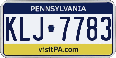 PA license plate KLJ7783