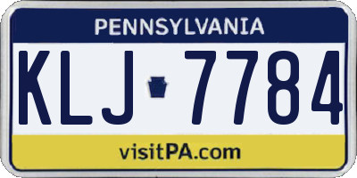 PA license plate KLJ7784