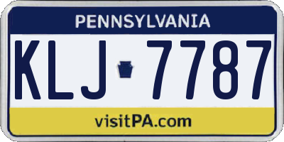 PA license plate KLJ7787