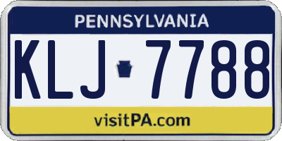 PA license plate KLJ7788