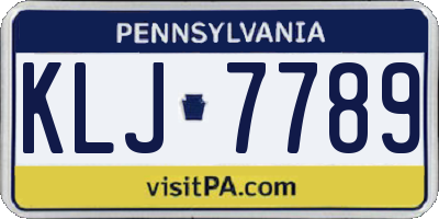 PA license plate KLJ7789