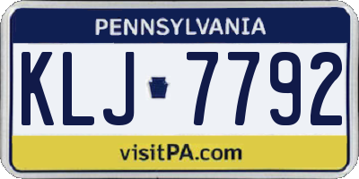 PA license plate KLJ7792