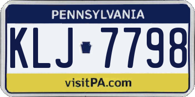 PA license plate KLJ7798