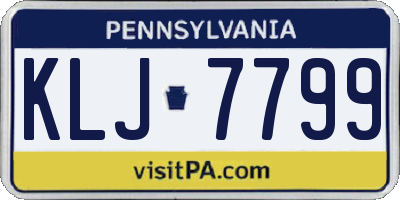 PA license plate KLJ7799