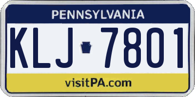 PA license plate KLJ7801