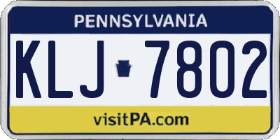PA license plate KLJ7802