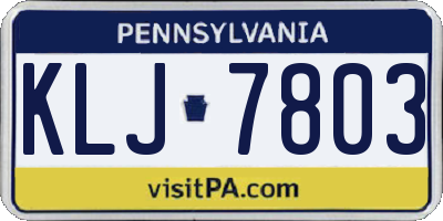PA license plate KLJ7803