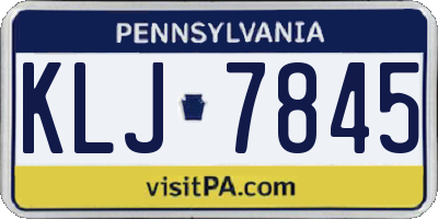 PA license plate KLJ7845
