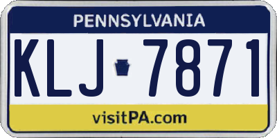 PA license plate KLJ7871