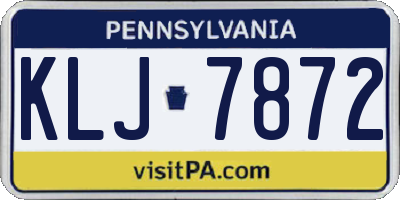 PA license plate KLJ7872