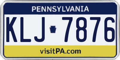 PA license plate KLJ7876