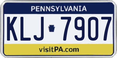 PA license plate KLJ7907