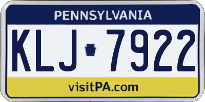 PA license plate KLJ7922