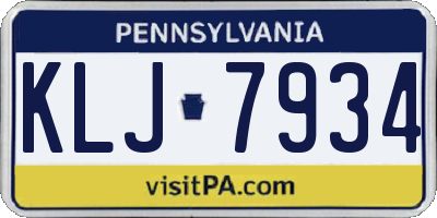 PA license plate KLJ7934