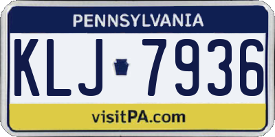 PA license plate KLJ7936