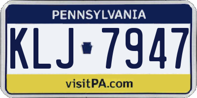 PA license plate KLJ7947