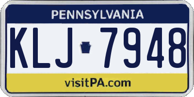PA license plate KLJ7948