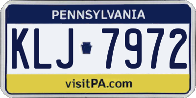 PA license plate KLJ7972